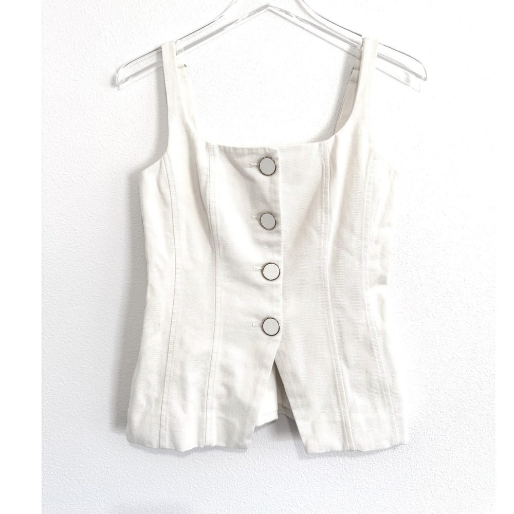 Christian Lacroix Vintage Crepe Vest Top | Cream Ivory Button-Down Tailored Tank